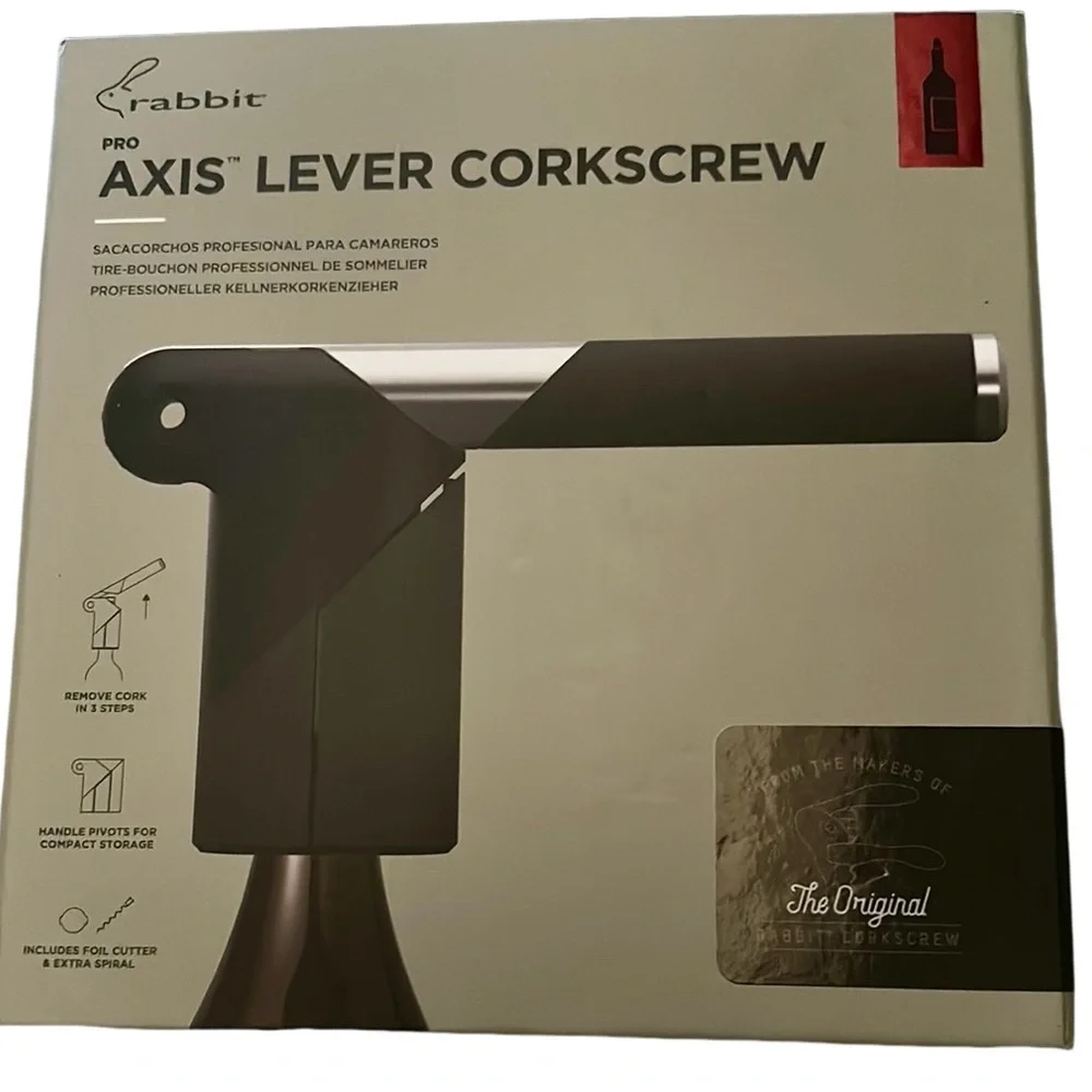 NEW Ravvit Pro Axis Lever Corkscrew - Black